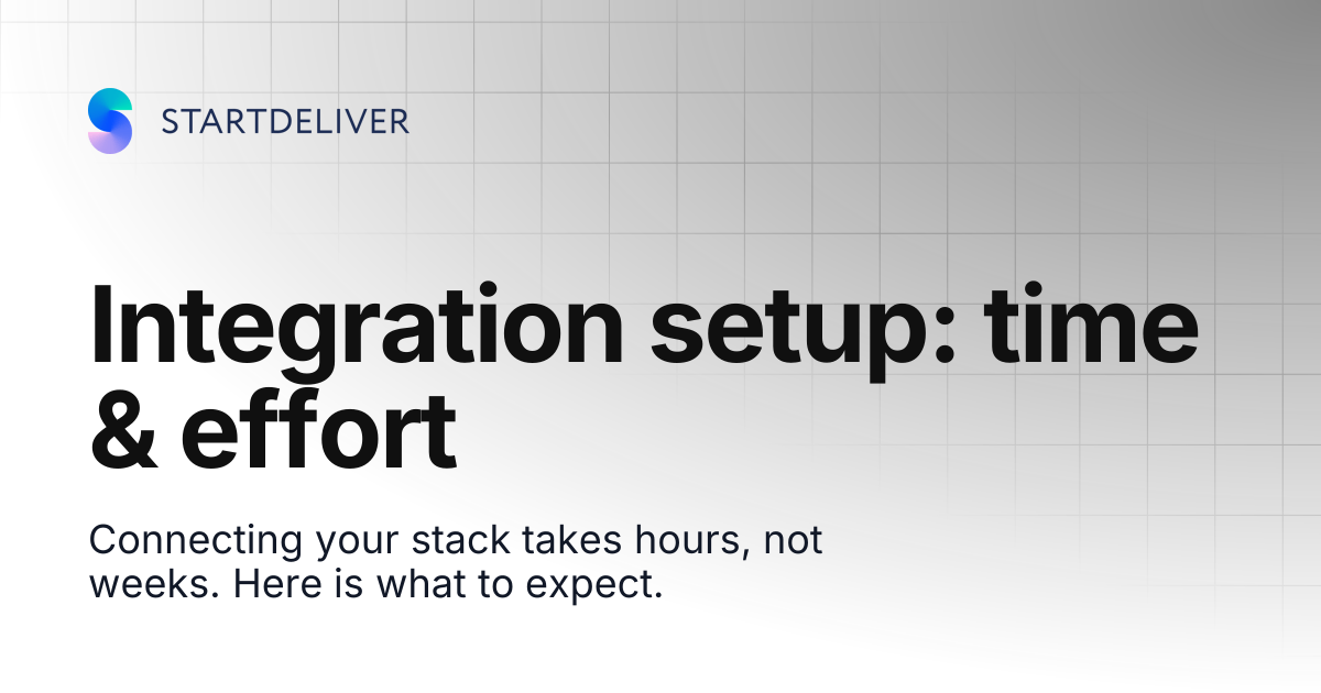 Integration setup: time & effort | Startdeliver docs