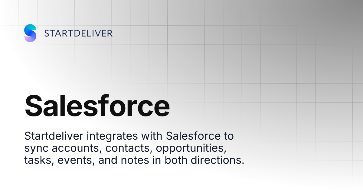 Salesforce | Startdeliver docs